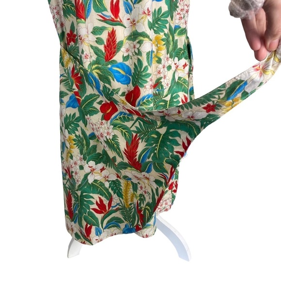 Vintage Hilo Hattie Dress Size Large Hawaiian Faux Wrap Tropical Red Blue Green - Picture 7 of 11